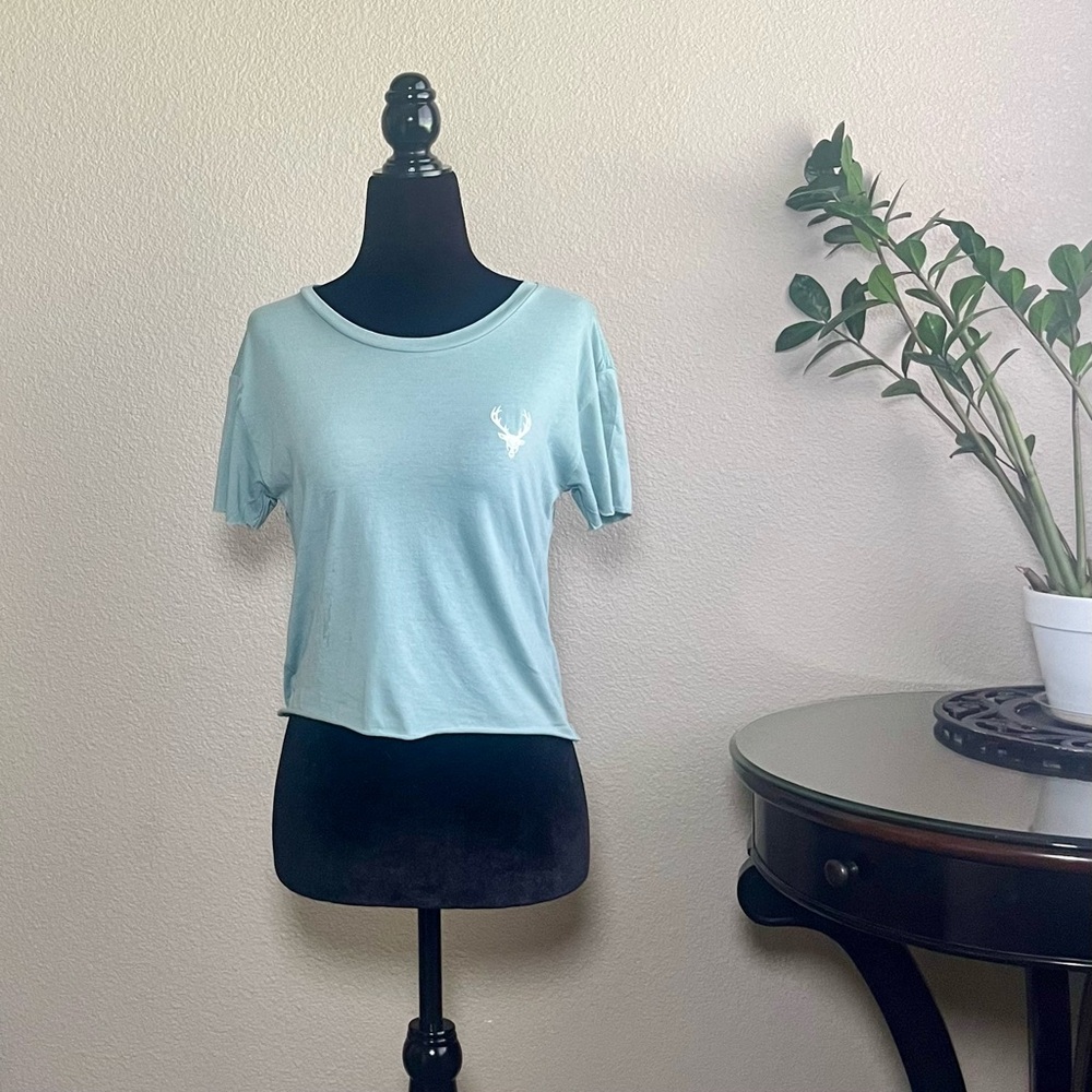 Bucked Up Short Sleeve Raw Edge Crop Top